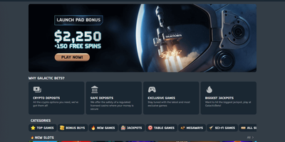 معاينة Galactic Bets للموقع