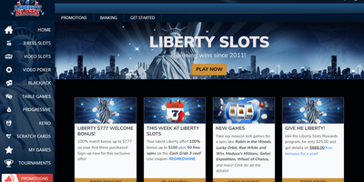 Liberty Slots webbplatsförhandsvisning
