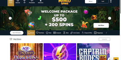 Anteprima del sito Mango Spins
