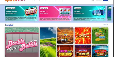 Spin and Win websted forhåndsvisning