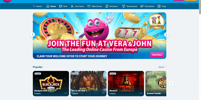 Vera&John websted forhåndsvisning